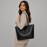 Zwarte Dames Shopper met Lange Handvatten