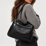 Dames crossbody tas van kunstleer met ritsvakken