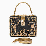 Dames Handtas Wit met Gouden Bloemendetails