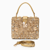 Dames Handtas Wit met Gouden Bloemendetails
