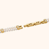 Goudkleurig Dameshorloge met Echte Natuurparels Armband