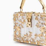 Dames Handtas Wit met Gouden Bloemendetails