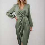 Groene Wikkeljurk met Lange Mouwen