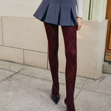 Bordeaux Panty met Patroon voor Elegante en Trendy Look