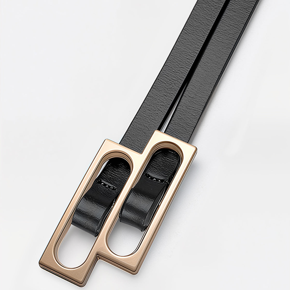 Dubbele Gesp Smalle Riem voor Moderne en Elegante Look.