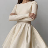 Off-White Mini Jurk met Lange Mouwen