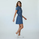 Blauwe Denim Mini Jurk met Knoopsluiting
