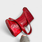 Dames Schoudertas Rood met Krokodillenpatroon