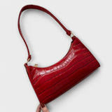 Dames Schoudertas Rood met Krokodillenpatroon