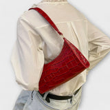 Dames Schoudertas Rood met Krokodillenpatroon