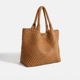 Dames tote bag van geweven vegan PU-leer
