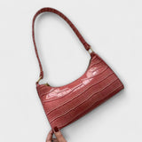 Dames Schoudertas Rood met Krokodillenpatroon