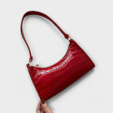 Dames Schoudertas Rood met Krokodillenpatroon