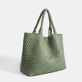 Dames tote bag van geweven vegan PU-leer