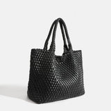Dames tote bag van geweven vegan PU-leer