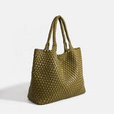 Dames tote bag van geweven vegan PU-leer