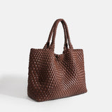 Dames tote bag van geweven vegan PU-leer