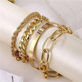 Gouden Armband Set met Schakels voor Luxe en Trendy Look