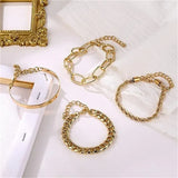 Gouden Armband Set met Schakels voor Luxe en Trendy Look