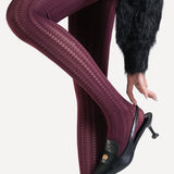 Geribde Bordeaux Panty voor Elegante en Warme Look