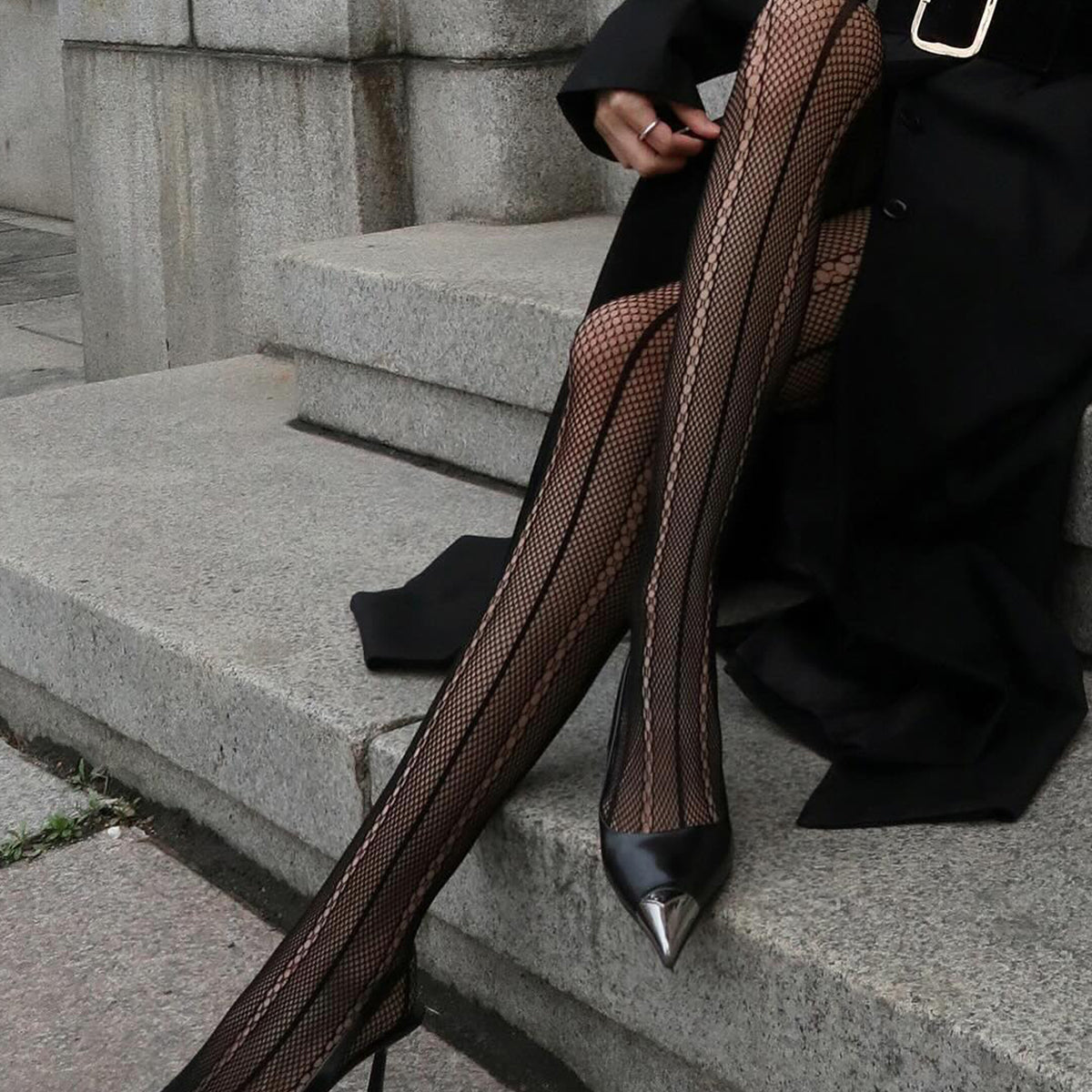 Transparante Panty met Streep Patroon voor Elegante Look.