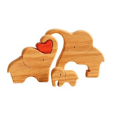Gepersonaliseerde Houten Olifanten Familiepuzzel