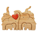 Gepersonaliseerde Houten Olifanten Familiepuzzel