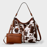 Dames Schoudertas Bruin met Koeienprint
