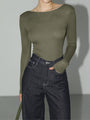 Ribgebreide Top met Open Rug voor Elegante en Trendy Look.