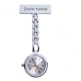 Verpleegstershorloge Zilver met Personaliseerbaar Naamplaatje