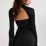 Zwarte Mini Jurk met Cut-Out Halslijn
