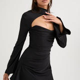 Zwarte Mini Jurk met Cut-Out Halslijn