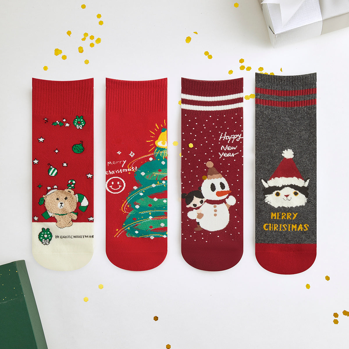 Kerst Sokken Set met Antislip voor Warme en Feestelijke Look.