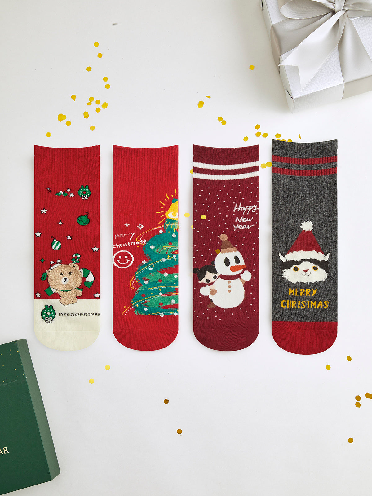 Kerst Sokken Set met Antislip voor Warme en Feestelijke Look.
