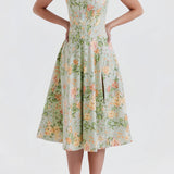 Groene Bloemenjurk met Brede Bandjes