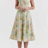 Groene Bloemenjurk met Brede Bandjes