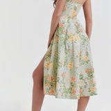 Groene Bloemenjurk met Brede Bandjes