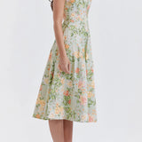 Groene Bloemenjurk met Brede Bandjes
