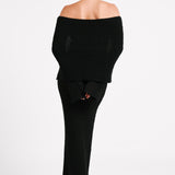Zwarte Gehaakte Maxi Jurk met Off-Shoulder Halslijn