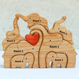 Gepersonaliseerde Houten Olifanten Familiepuzzel