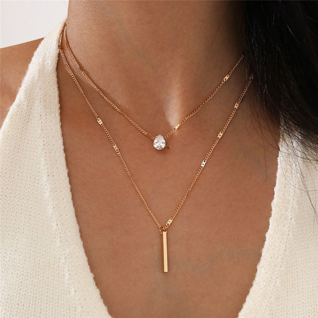 Gelaagde Ketting met Minimalistische Hangers.
