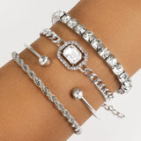 Luxe Armband Set met Kristallen en Schakels voor Elegante Look