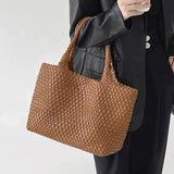 Dames tote bag van geweven vegan PU-leer