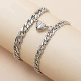 Koppelarmbanden Zilver met Hartverbinding