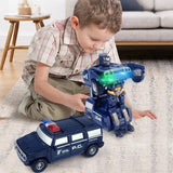 Transformer Politieauto met LED Verlichting – Blauw