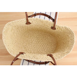 Geweven Strandtas met Leren Handvatten Zomer Design