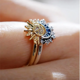 Dames Ringenset Goud en Zilver met Zon en Maan