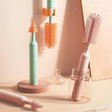 Siliconen Flessenborstel Set Roze & Groen