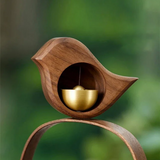 Houten Vogel Deurbel Bruin met Messing Bel
