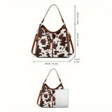 Dames Schoudertas Bruin met Koeienprint